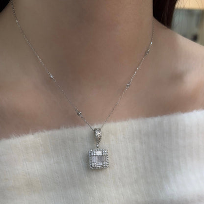 Baguette Stone Square Necklace