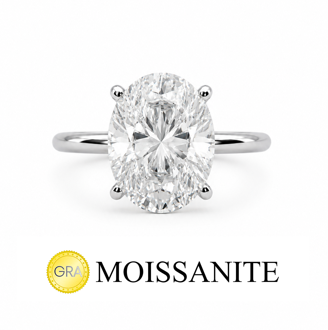 Three Carat Moissanite Oval Ring