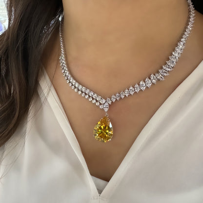 Yellow Pear Stone Necklace