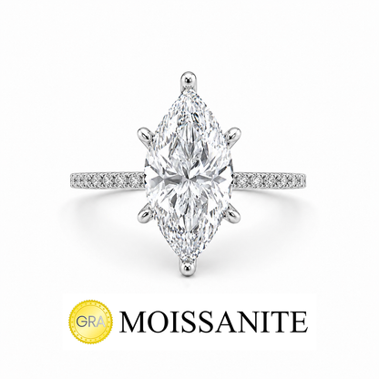Two Carat Designer Moissanite Marquise Ring