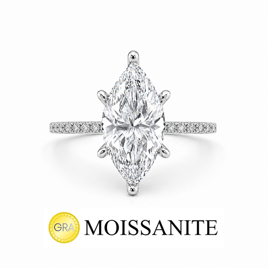 Two Carat Designer Moissanite Marquise Ring