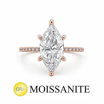 Two Carat Designer Moissanite Marquise Ring