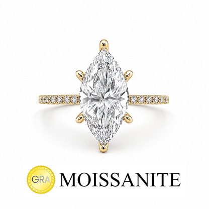 Two Carat Designer Moissanite Marquise Ring