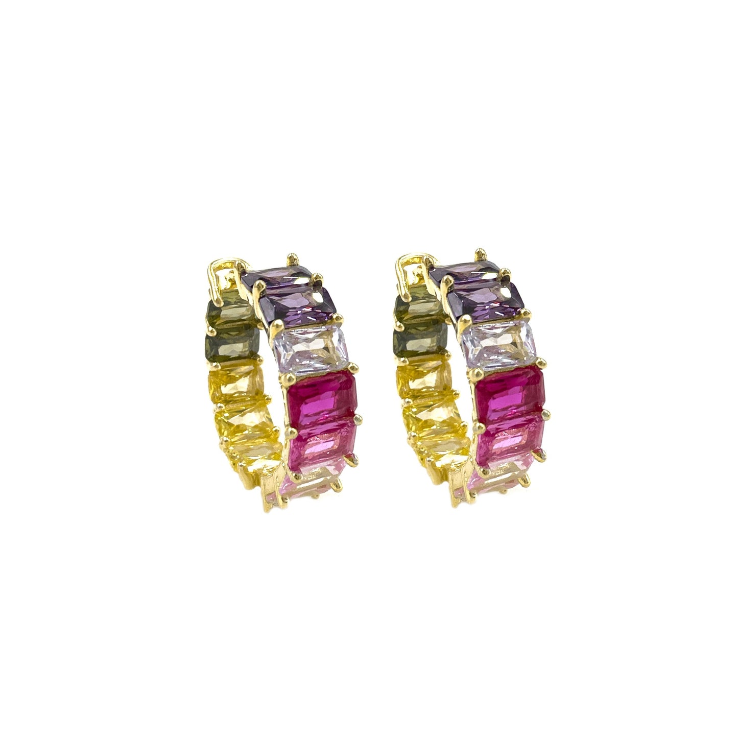 Colorful Stone Hoop Earrings