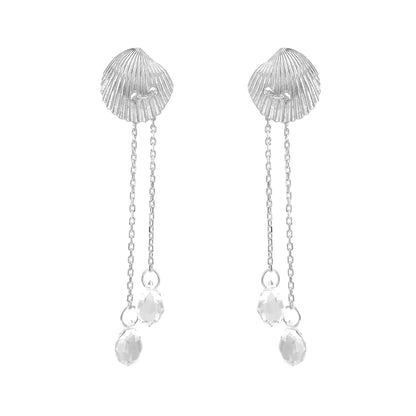 Sea Shell Dangle Stone Earrings