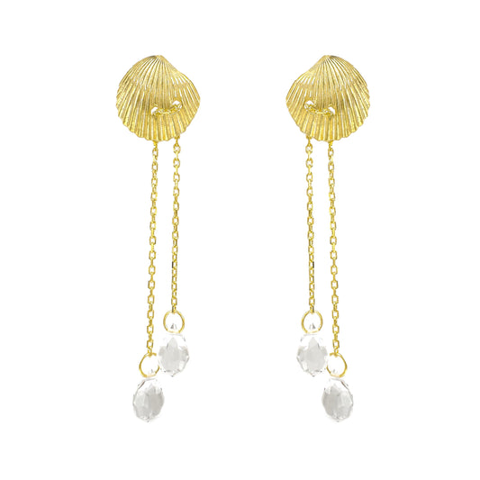Sea Shell Dangle Stone Earrings