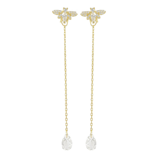 Bee Design Dangle Stone Earrings
