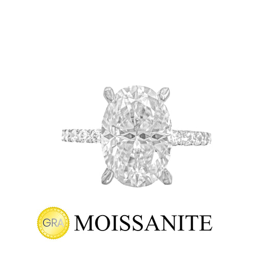 Two Carat Long Oval Moissanite Ring