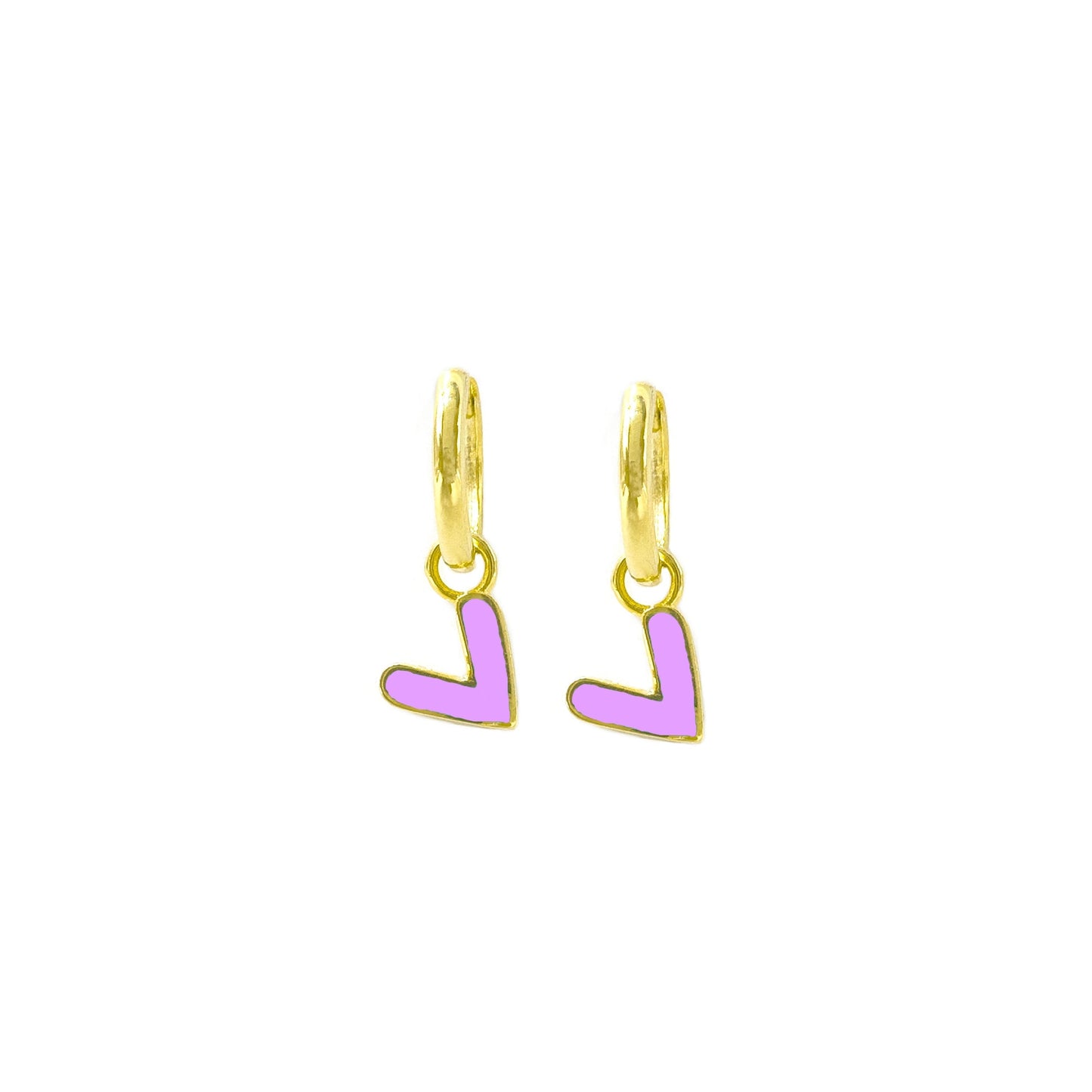 Purple Enamel Heart Earrings