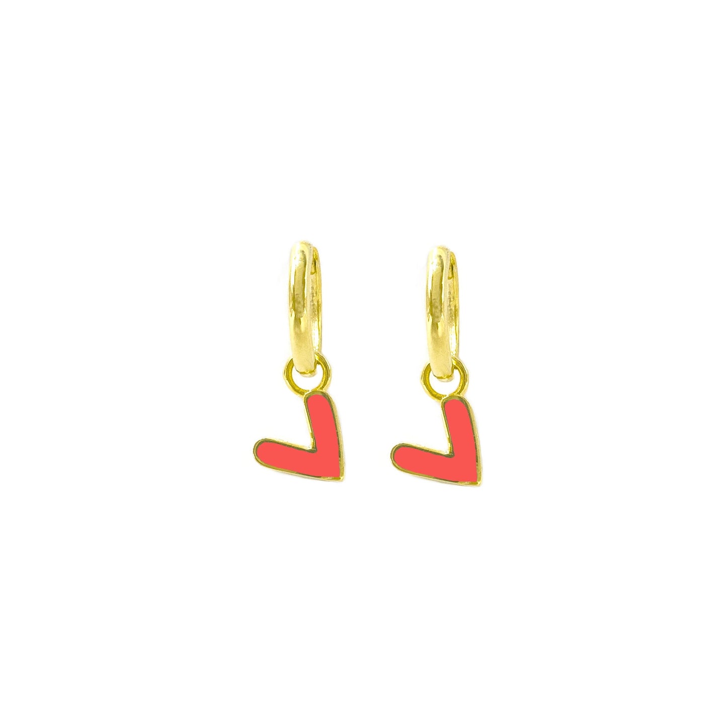 Pink Enamel Heart Earrings