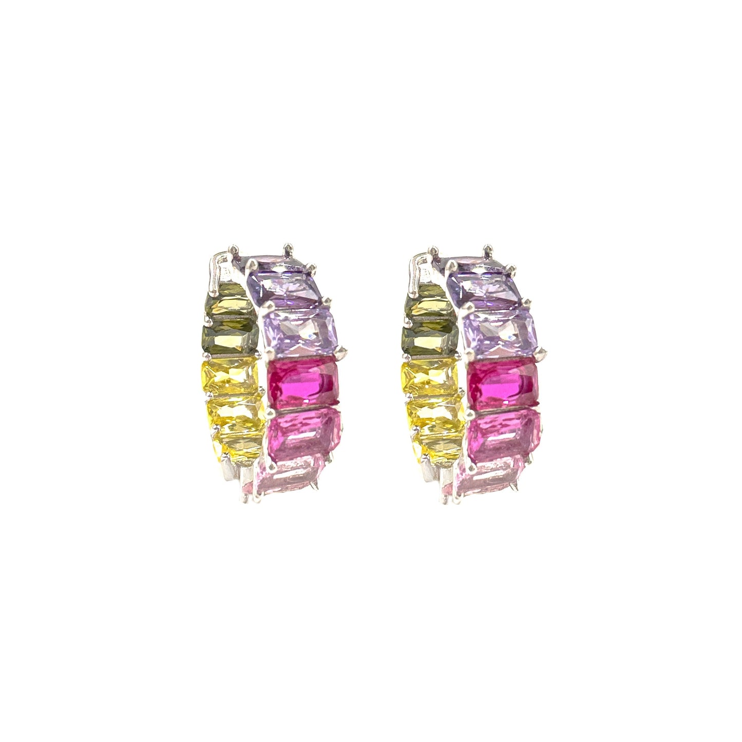 Colorful Stone Hoop Earrings