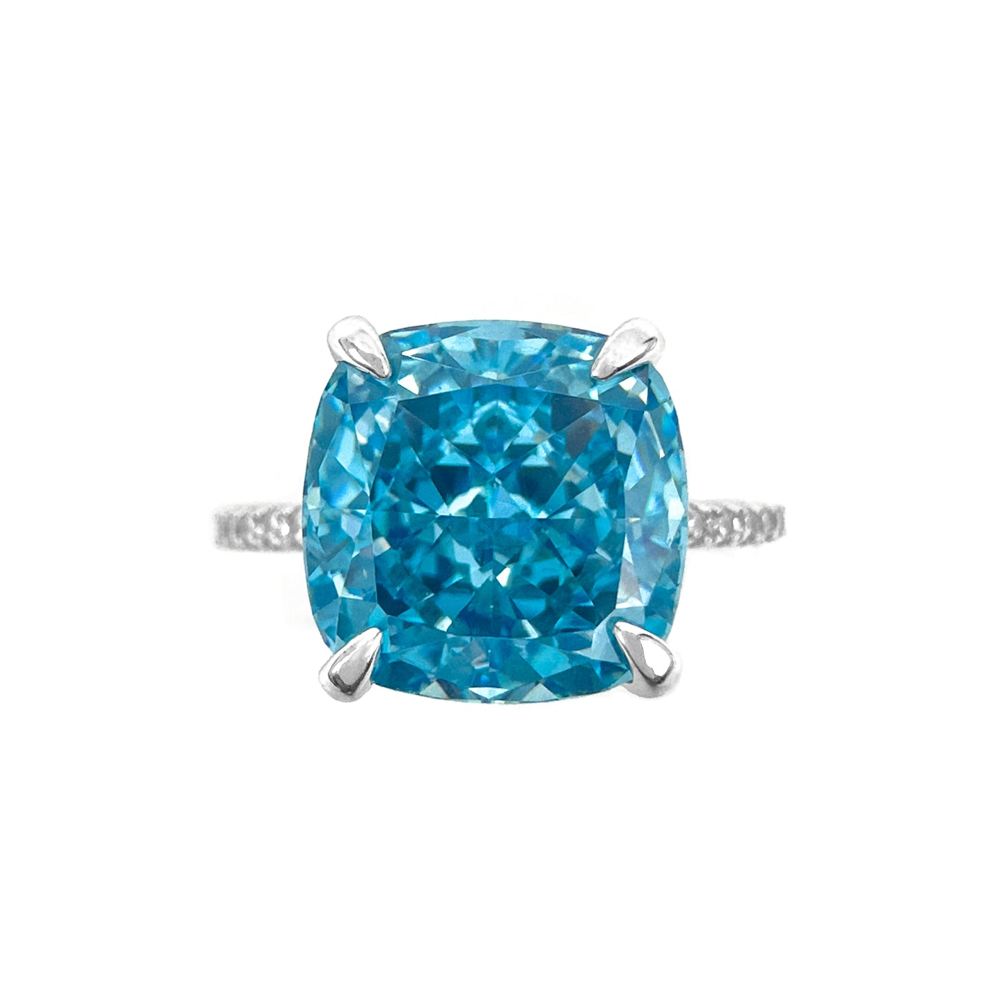 Blue Stone Moissanite Ring