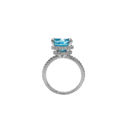 Blue Stone Moissanite Ring