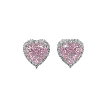 Heart Earrings with Side Stones