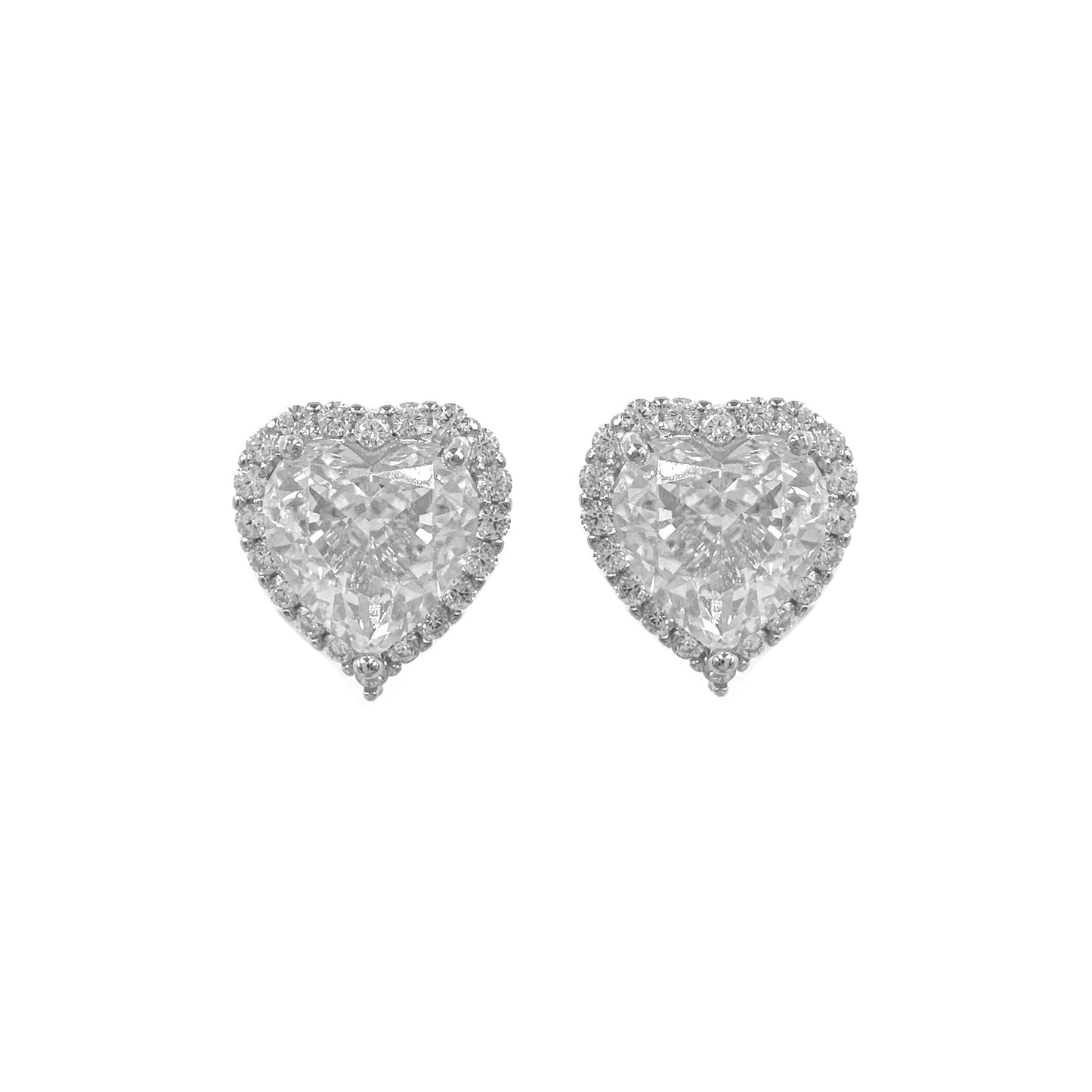 Heart Earrings with Side Stones