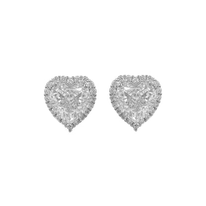 Heart Earrings with Side Stones