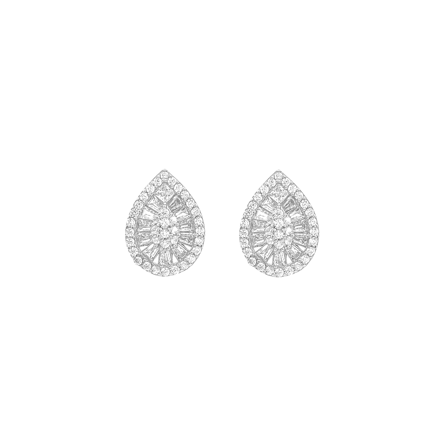 Oval Baguette Stone Studded Earrings