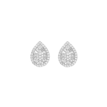 Oval Baguette Stone Studded Earrings