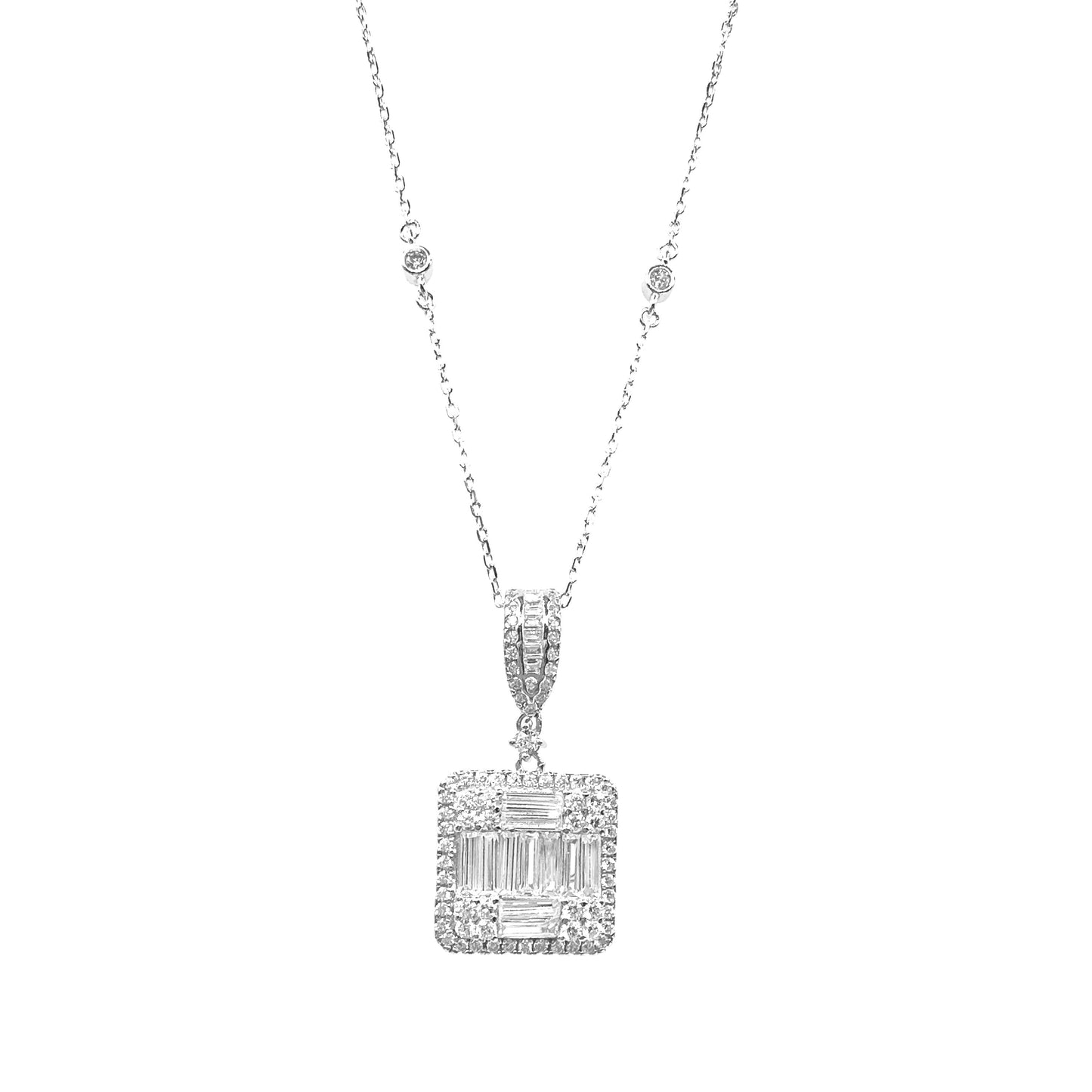 Baguette Stone Square Necklace