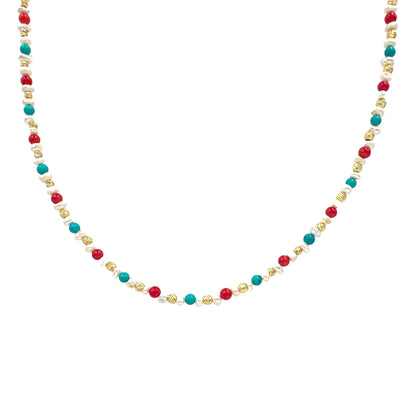 Turquoise and Coral Natural Stone Necklace