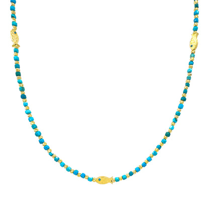 Fish Detail Turquoise Natural Stone Necklace