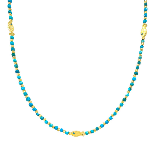 Fish Detail Turquoise Natural Stone Necklace