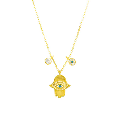 Evil Eye Detailed Hand Necklace
