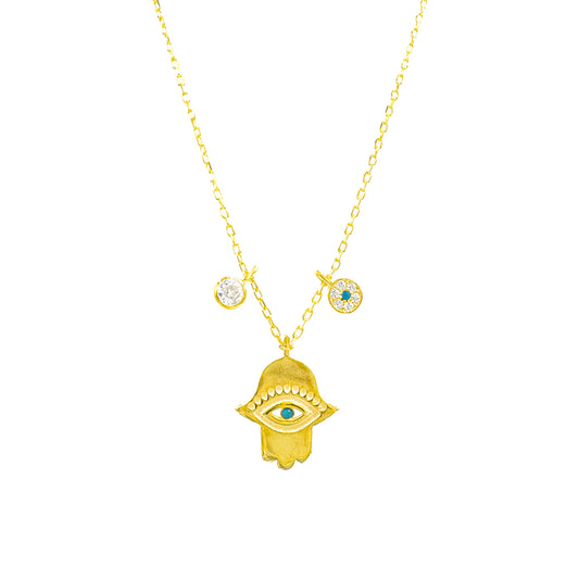 Evil Eye Detailed Hand Necklace