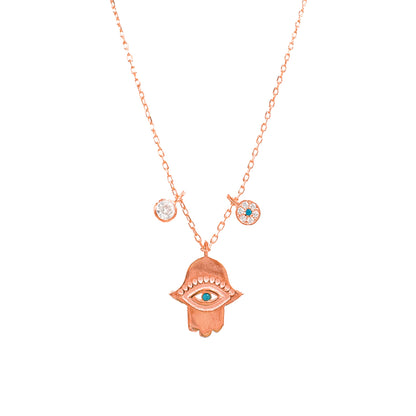 Evil Eye Detailed Hand Necklace
