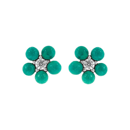 Turquoise Stone Daisy Earrings