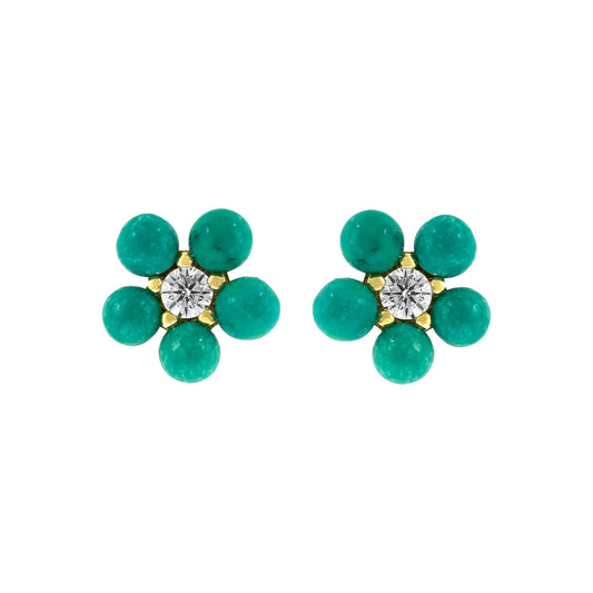 Turquoise Stone Daisy Earrings