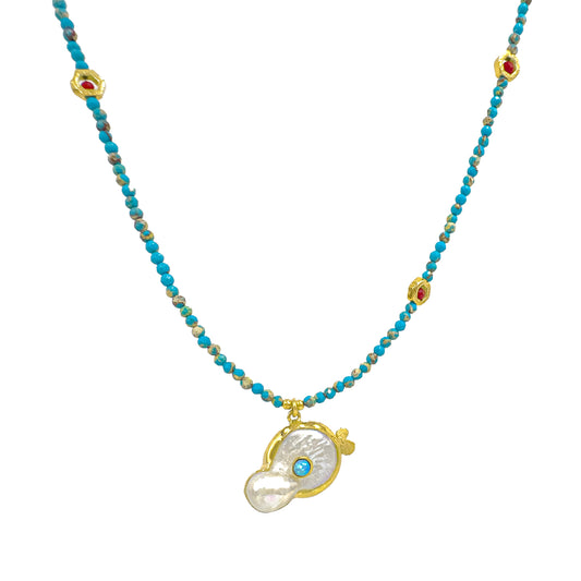 Pearlescent Turquoise Natural Stone Necklace