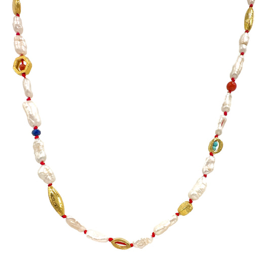 Natural Stone Colored Pearl Necklace