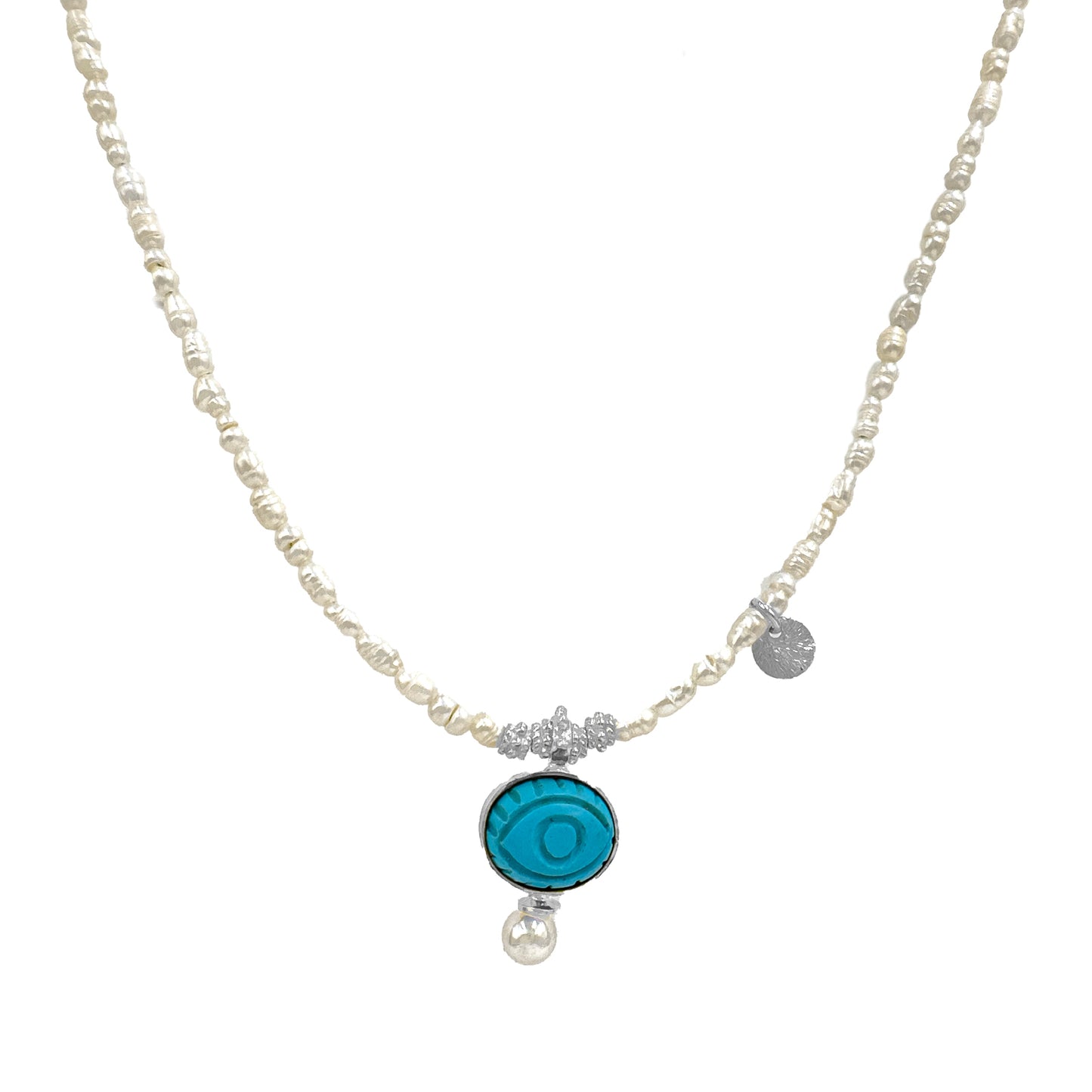 Pearl Turquoise Stone Detailed Necklace