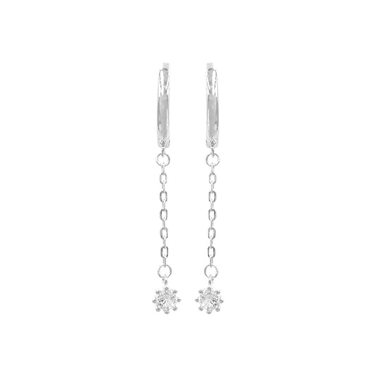 Chain Solitaire Hoop Earrings