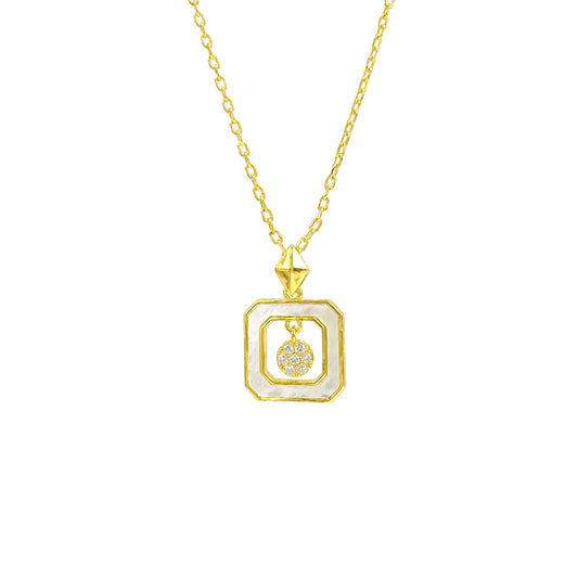 Square Stone Mother of Pearl Necklace