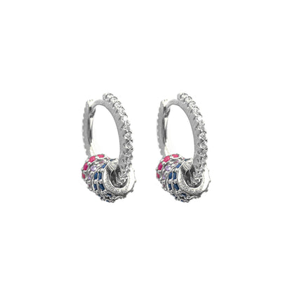 Colorful Stone Charm Hoop Earrings