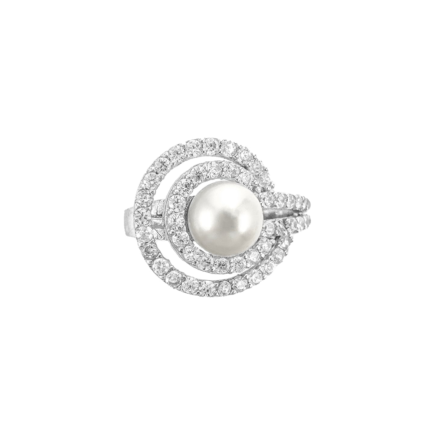 Round Stone With Pearl Ring