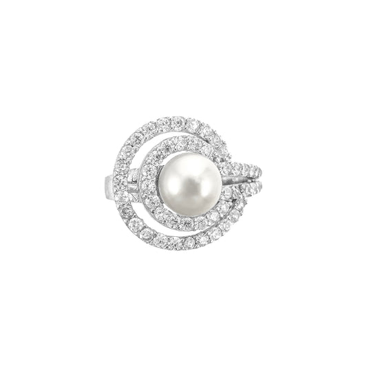 Round Stone With Pearl Ring