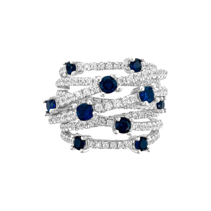 Crisscross Colorful Tiny Stone Detailed Ring