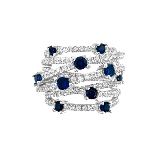 Crisscross Colorful Tiny Stone Detailed Ring