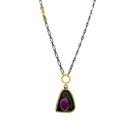 Amethyts Stone Triangle Model Natural Stone Necklace