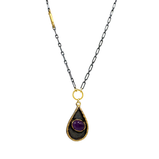 Amethyts Stone Drop Model Natural Stone Necklace