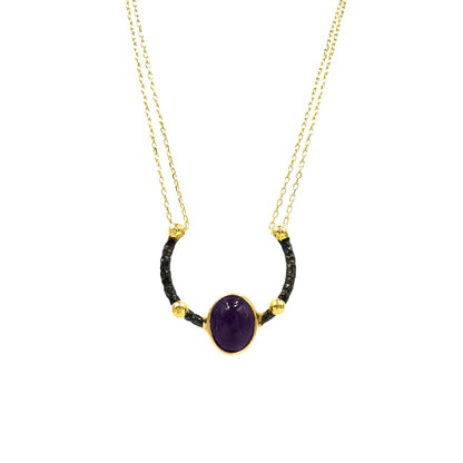 Amethyst Stone Design Horseshoe Necklace