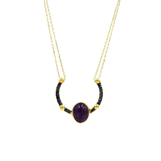Amethyst Stone Design Horseshoe Necklace