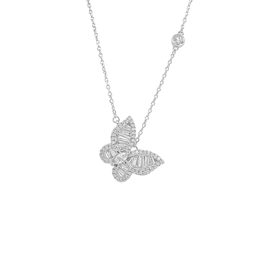Baguette Stone Butterfly Necklace