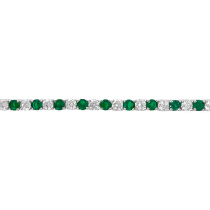 Two and a half mm Green Stone Tennis Bracelet