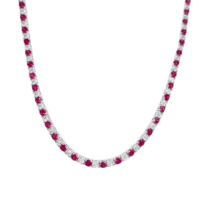 Two and a half mm Fuchsia Stone Tennis Necklace