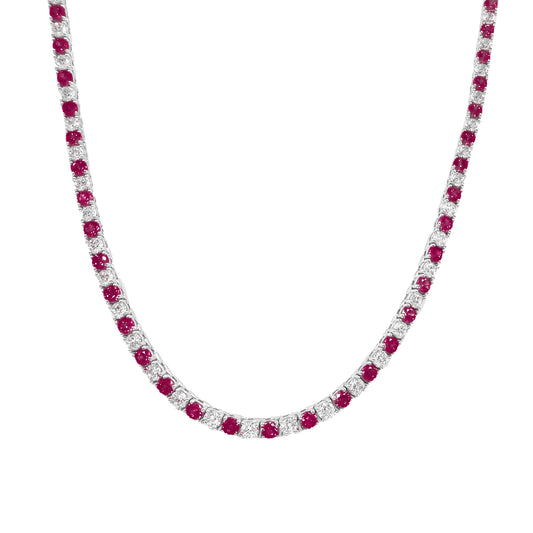Two and a half mm Fuchsia Stone Tennis Necklace