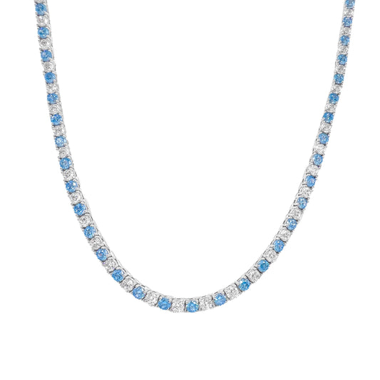 Three mm Aqua Stone Tennis Necklace